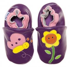 Hopi Hop leather slippers BUTTERFLY AND SUNFLOWER