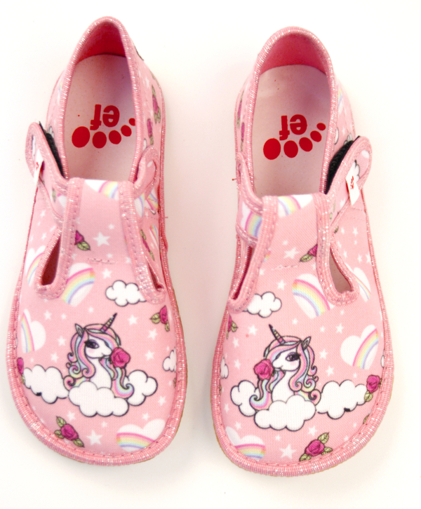 bačkory Ef barefoot 395 Pink Unicorn