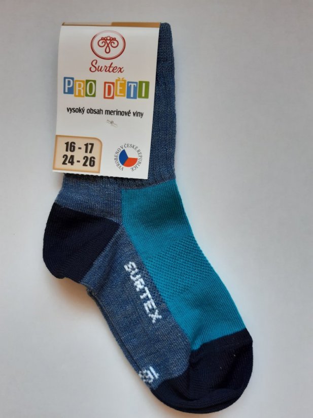 ponožky Surtex 50% merino modré - dětské