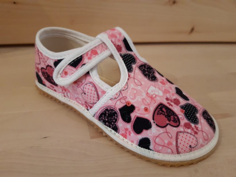 slippers Jonap barefoot - pink - black hearts
