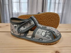 Baby Bare Shoes Slippers Grey Cat