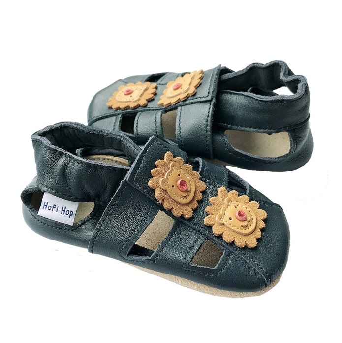 Hopi Hop leather slippers sandals BLUE