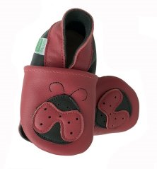 Hopi Hop Barefoot slippers Ladybug on red
