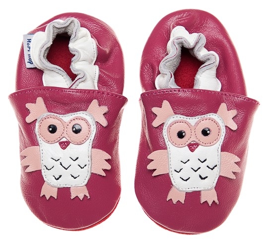 Hopi Hop leather slippers OWL PINK