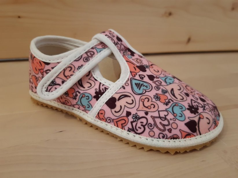 slippers Jonap barefoot - pink - hearts