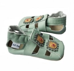 Hopi Hop leather slippers sandals GREEN-GREY