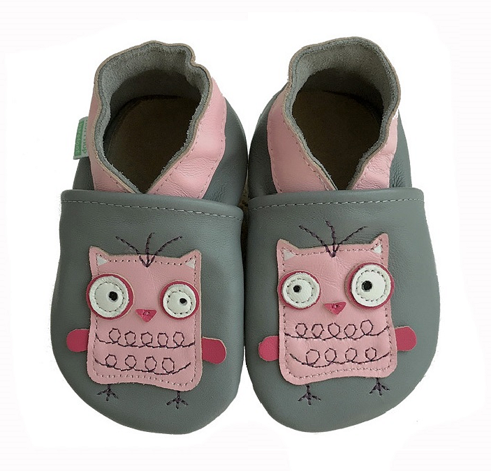 Hopi Hop Barefoot slippers Owl on grey
